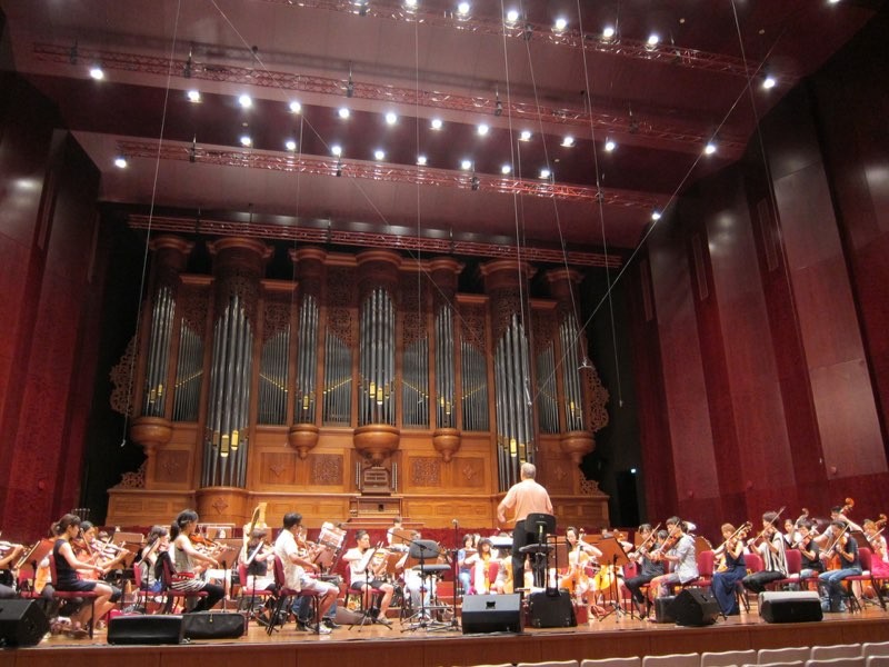 Rehearsal with the Evergreen Symphony Orchestra