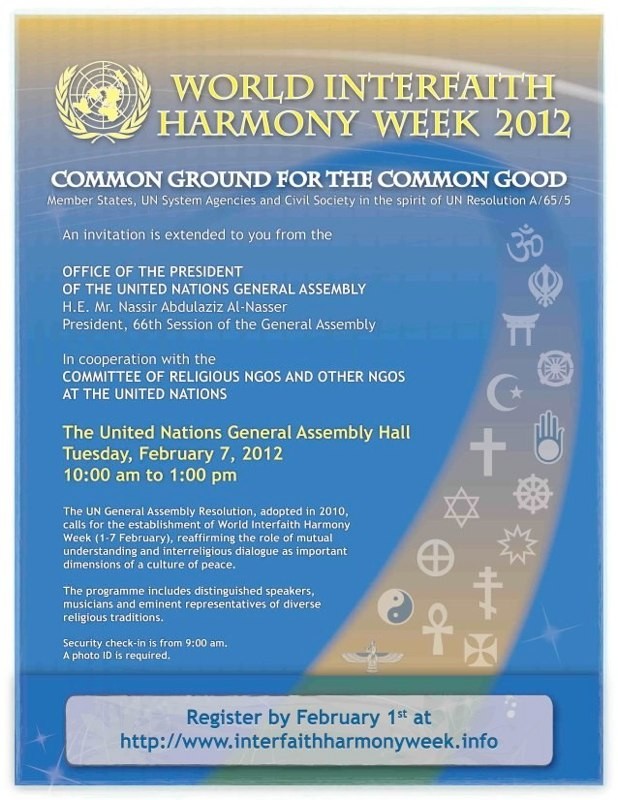 UN Interfaith Harmony Week (Feb. 2012)